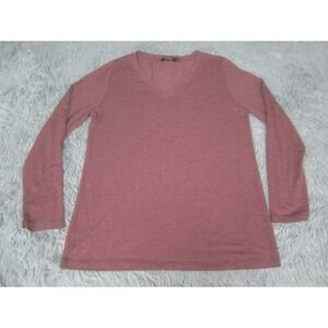 Sunbs Shirt Womens Large V-Neck Long Sleeve Basic Top
